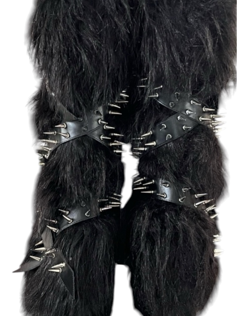 Dolls Kill Club Exx knee high faux fur studded wild instincts new wo box 8 RARE!